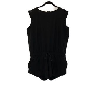 Albion Black Ruffle Sleeve Drawstring Running Exercise Shorts Romper Size L